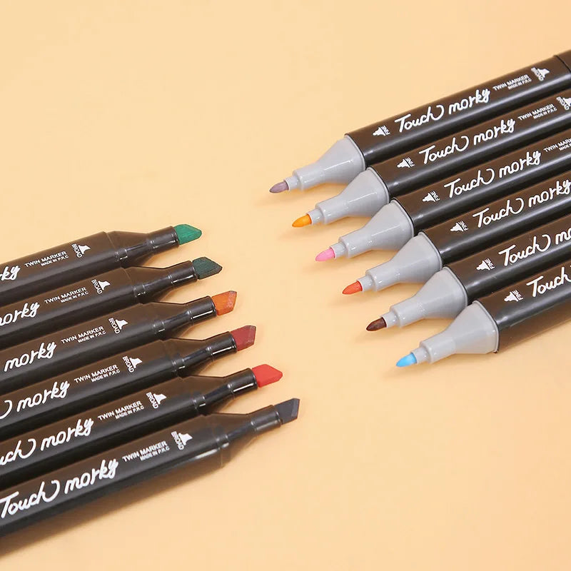 168 Colored Oily Marker Pen Double Head Set Art Paint Mango Brush for Girls Children Office School Student Supplies Stationery